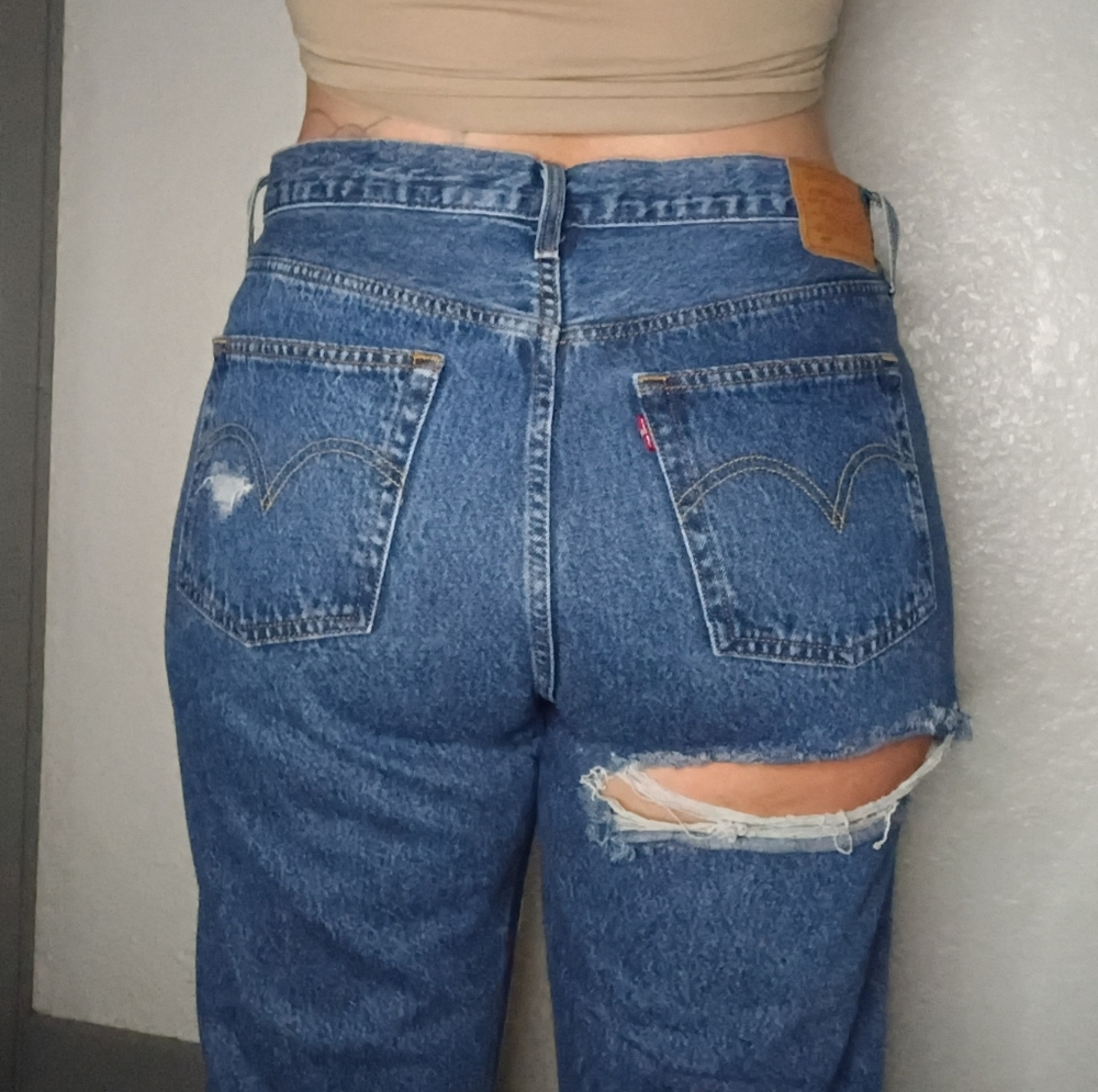 Levi's Distressed Blue Boyfriend Jeans